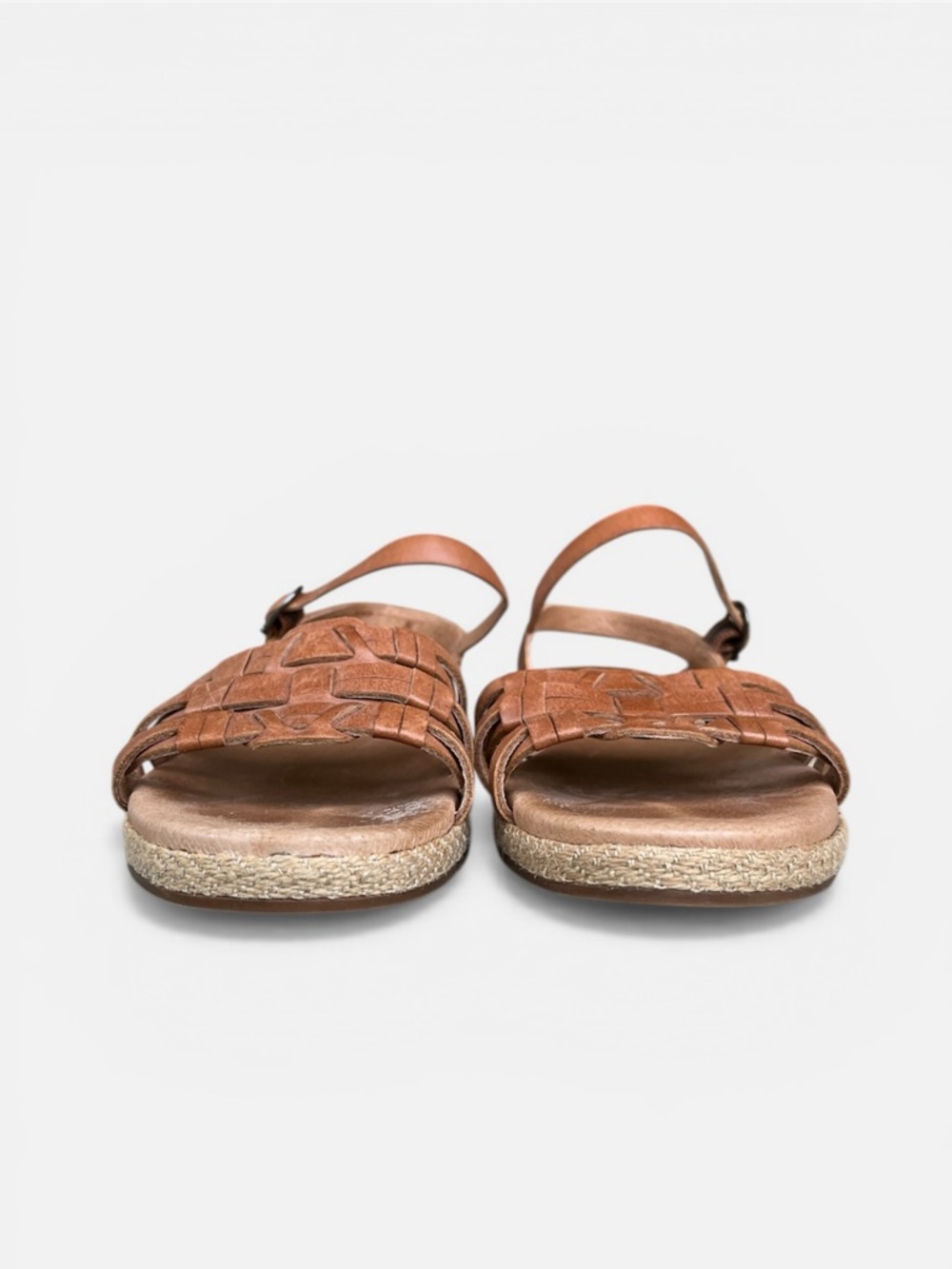UGG Cognac Leather Strappy Flat Sandals - Picture 7 of 13